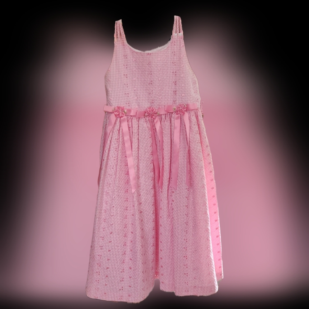 Girls Size 6X Pink Princess Dress with Embroidery & Ribbons